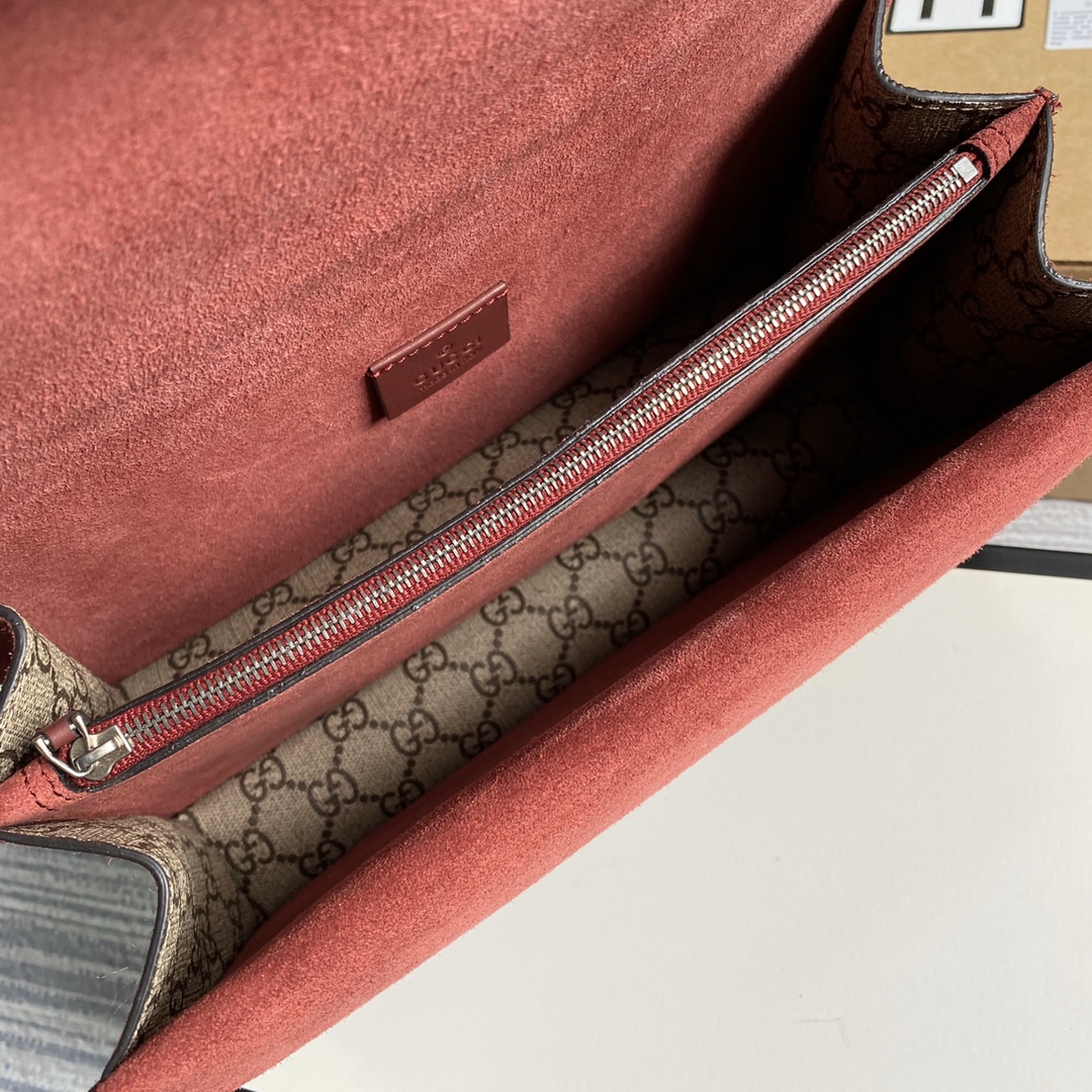 Gucci Dionysus Small GG Supreme Shoulder Bag 400249 Dark red